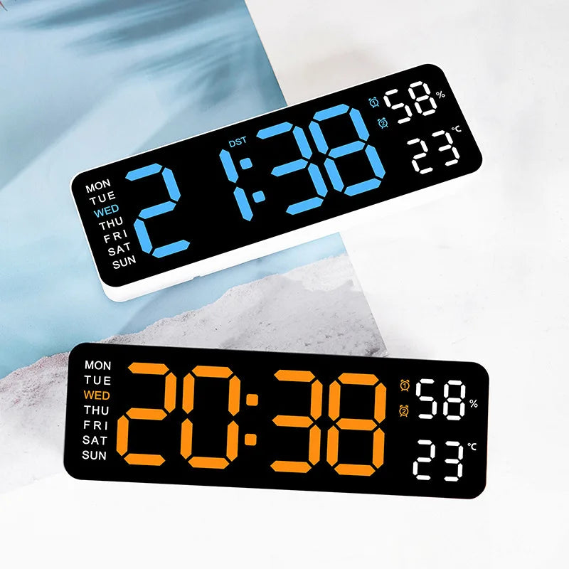 10-Inch LED Alarm Clock with Thermometer – wall or desk placement