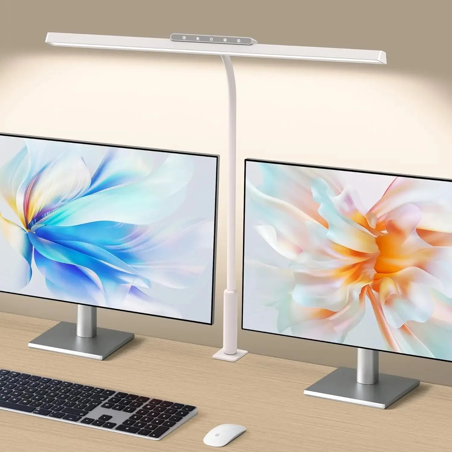 Stepless Dimming LED Clamp Desk Lamp – lamp extended lit