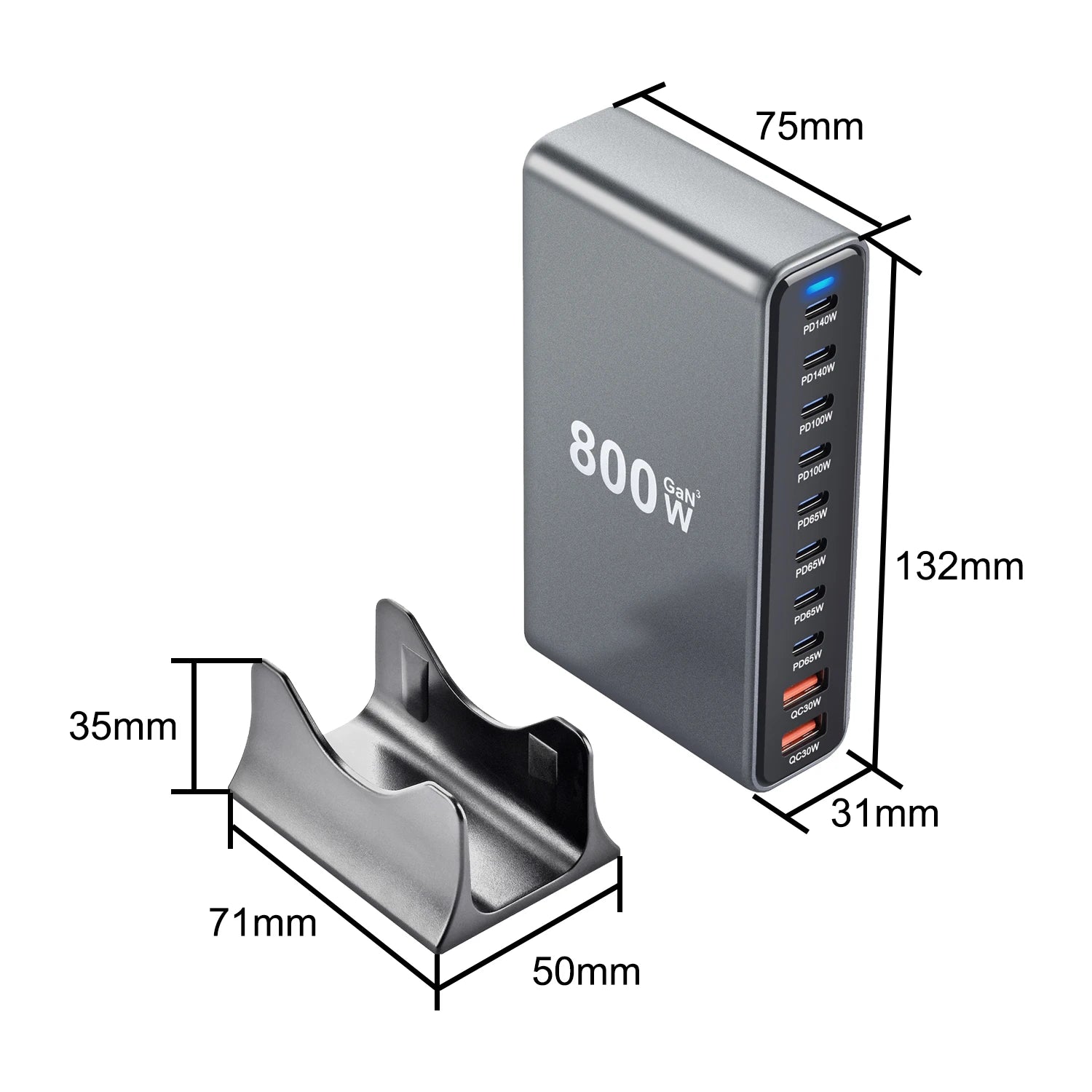 800W 10-Port GaN Desktop Charger – packaging