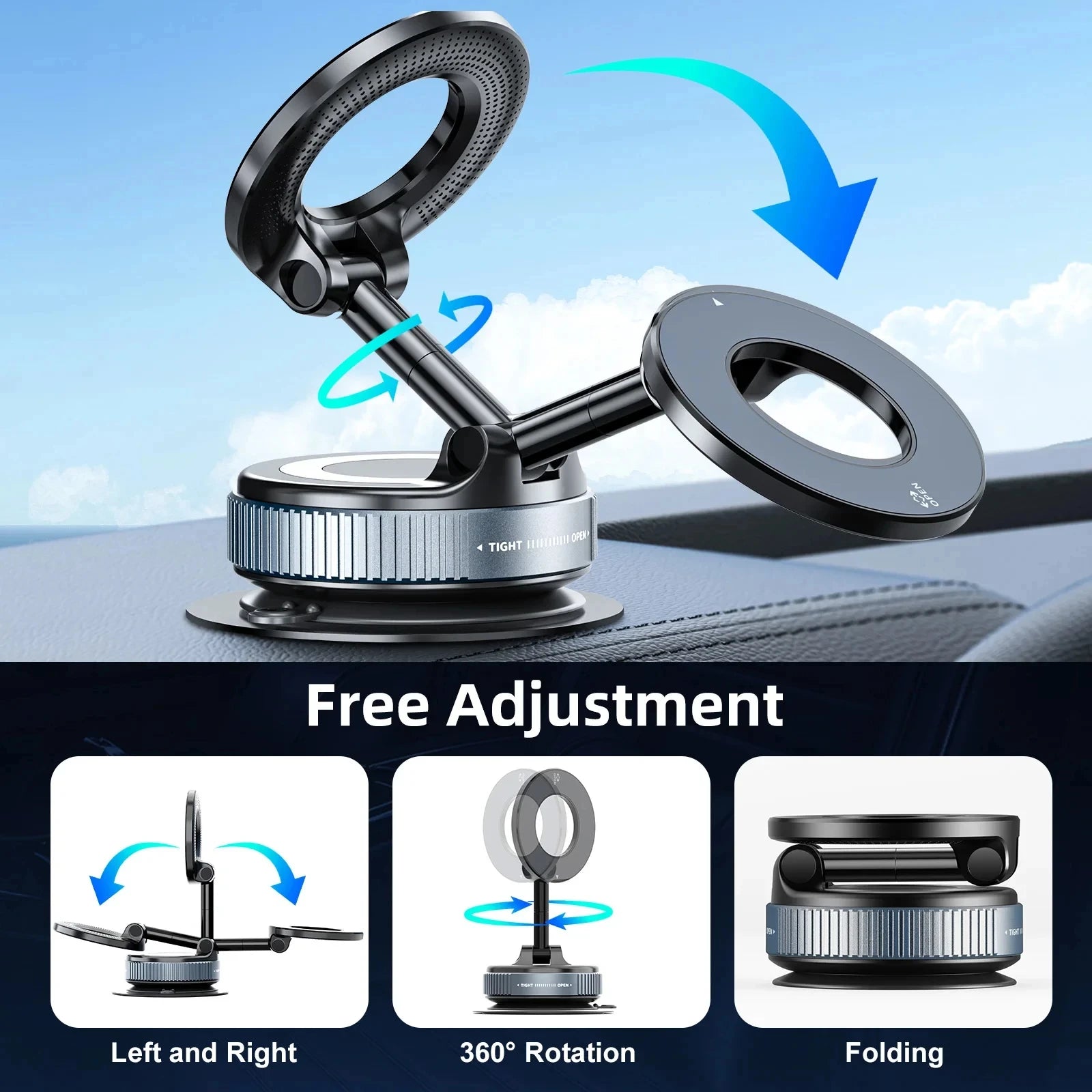 360° Rotating Magnetic Desktop Phone Stand – magnetic adsorption close-up