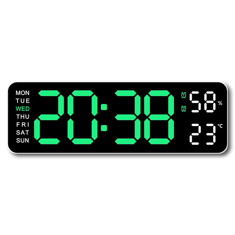 10-Inch LED Alarm Clock with Thermometer – button controls