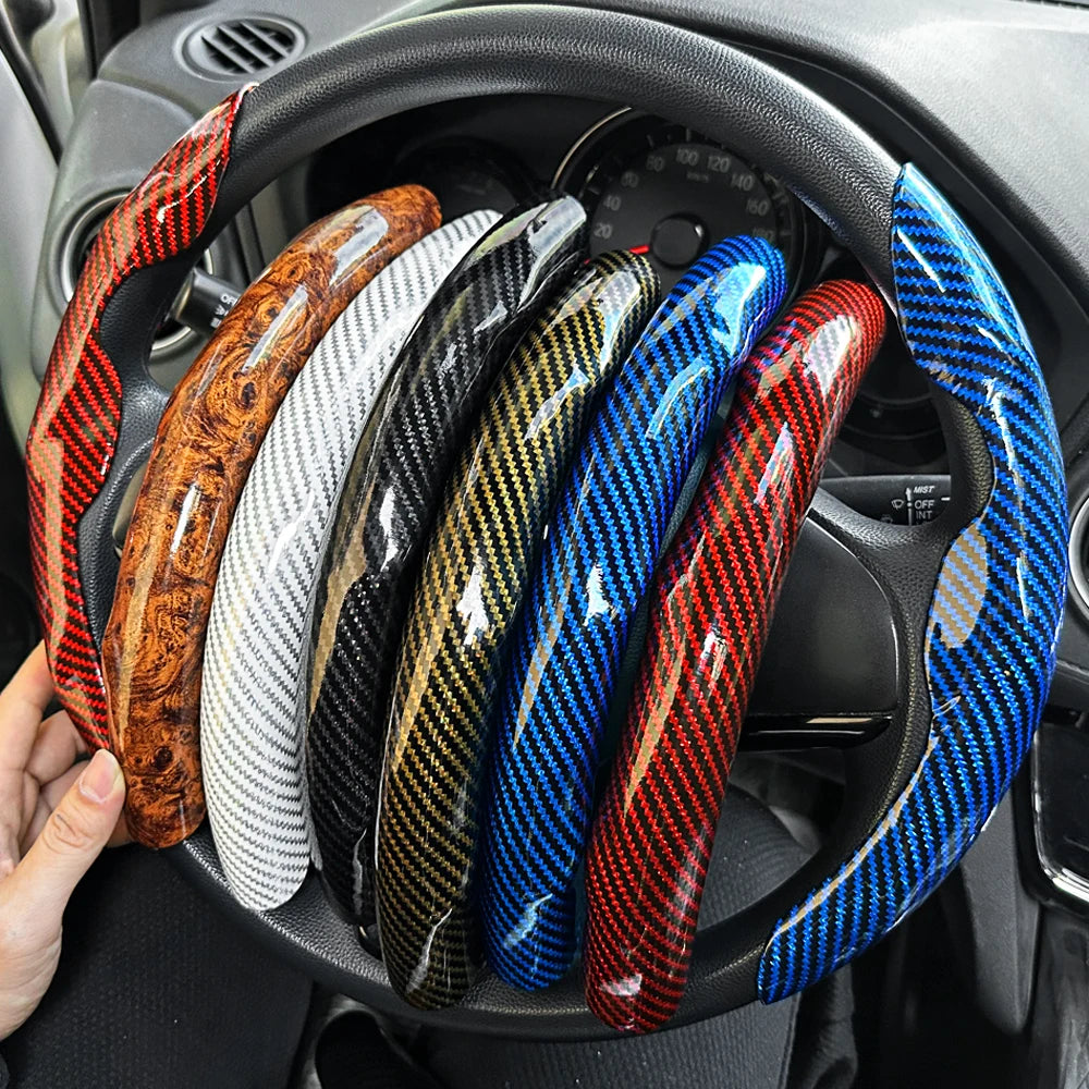 Glossy Carbon Fiber Steering Wheel Cover Set – glossy texture close-up