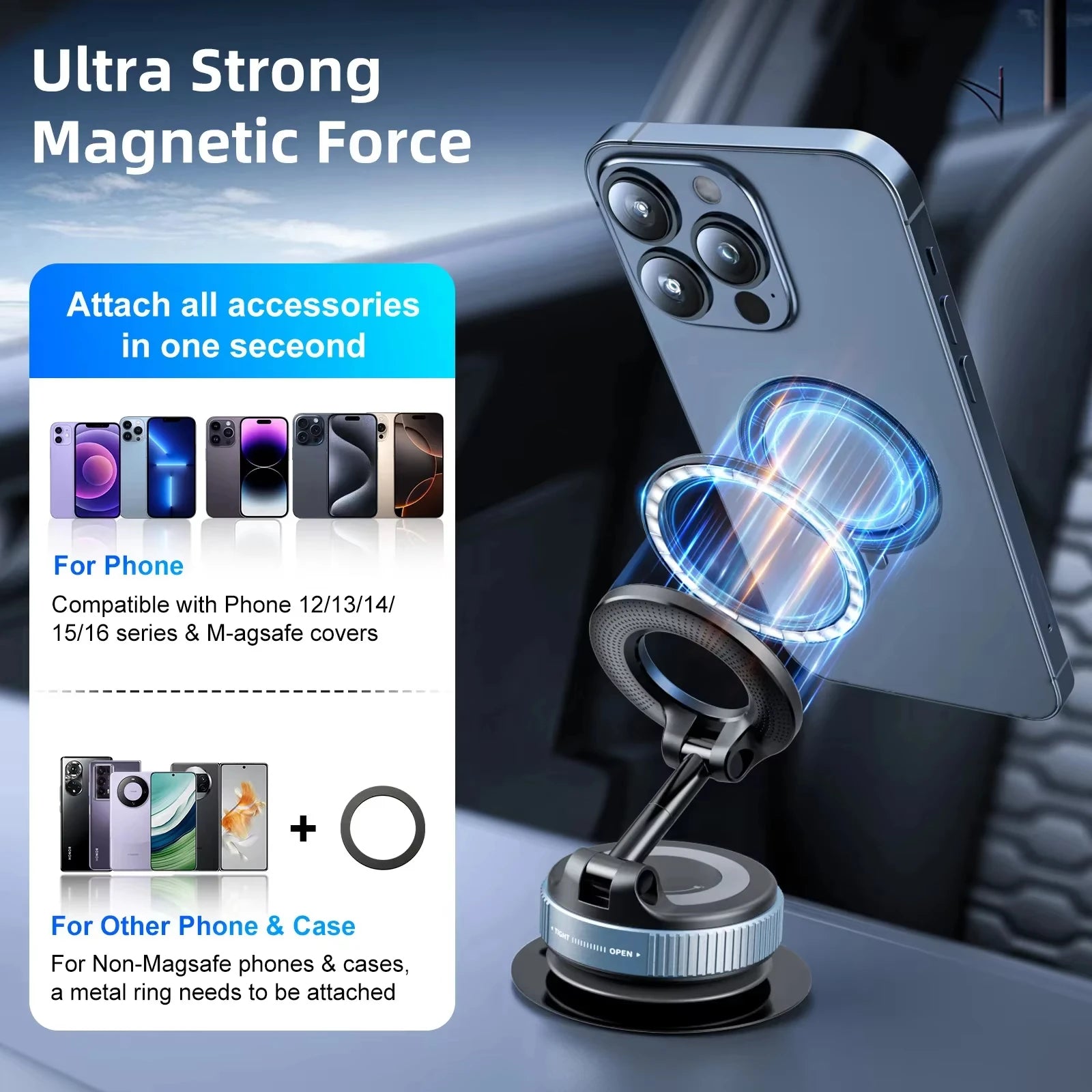 360° Rotating Magnetic Desktop Phone Stand – material detail