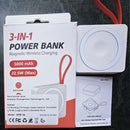 3 in 1 5000Mah Mini Magnetic Wireless Fast Charging Portable Power Bank, Portable Powerbank, Multifunctional Mobile Power, Universal Power Bank for Outdoor Sports, Travel, Phone, Magnetic Power Bank Charger, Magnetic Battery Pack, Travel Gadgets