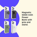 Magsafe Powerpack - 5000Mah Magnetic Powerbank with Grip & Stand for Magsafe Phones - Wireless Charging, Secure Hold, Compact Design - Popsockets