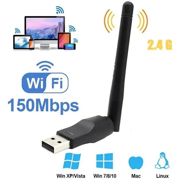 USB Wi-Fi adapter with external antenna for 150Mbps high-speed internet connectivity