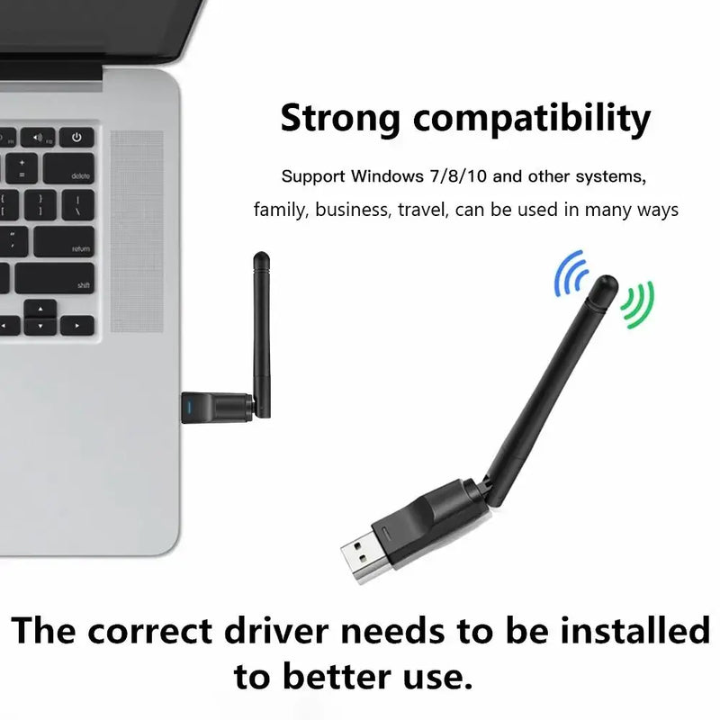 USB WiFi adapter with adjustable antenna for 150Mbps high-speed wireless network connectivity