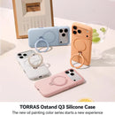 TORRAS Ostand Q3 Soft Liquid Silicone Case for Iphone 17 Pro Max - Magsafe-Compatible, 360-Spin Handheld Stand, Cozy Grip, Camera Control, Smartphone/Cellphone Device Protection, Devices
