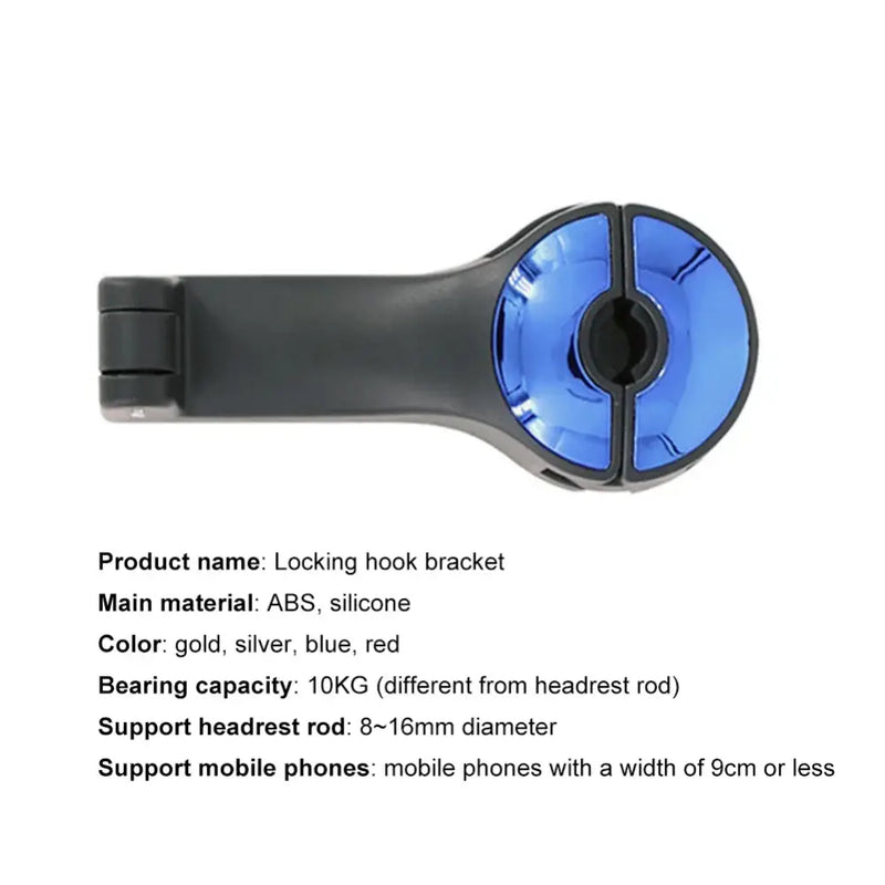 Locking hook bracket with blue component for 360° rotatable phone holder convenience