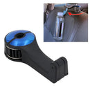 Car seat belt adjuster with blue and black dial for 360° rotatable phone holder