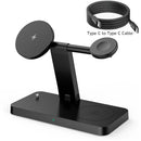 Foldable wireless charger stand with dual pads for Apple devices, 37W 4-in-1 functionality