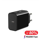 Black USB wall charger with PD20W fast charging for 37W 4-in-1 Foldable Wireless Charger