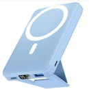 Magnetic Wireless Portable Power Bank, Foldable 10000Mah Battery Pack with USB-C Cable LED Display, Magnetic Power Bank 22.5W PD Fast Charging for Iphone 15/14/13/Pro/Mini/Pro Max (Light Blue)
