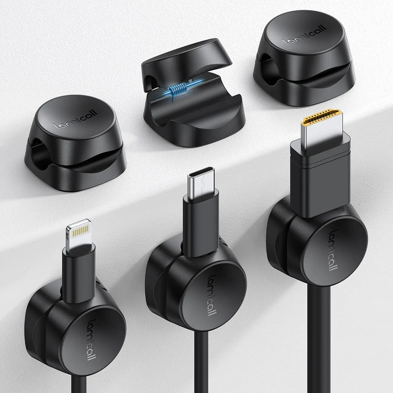 Cord Organizer [1s Lock] Spring Cable Holder Clips - Lamicall 6Pack