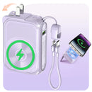SEANCHEER P05 Portable Charger, Magnetic Power Bank, Small Wireless Powerbank, Battery Pack10000Mah Travel Essentials Fast Charging with Built in Cable, Foldable Wall Plug for Iphone,Samsung,Andriod,Back to School,Back to School Haul