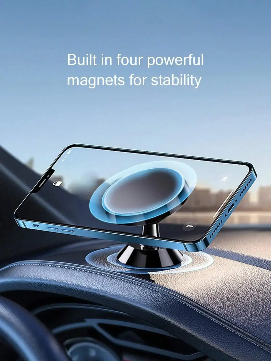 Magnetic Suction Car Navigation Bracket with 360-Degree Rotation