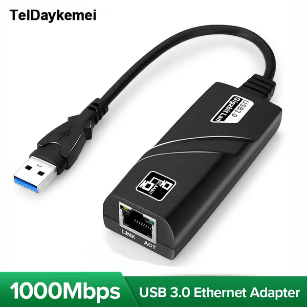 10/100/1000Mbps USB 3.0 Wired USB TypeC To Rj45 Lan Ethernet Adapter RTL8153 Network Card for PC Macbook Windows Laptop