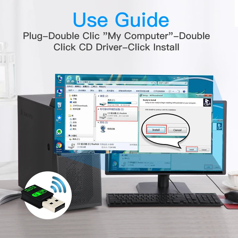 600Mbps USB WiFi Bluetooth 5.0 Adapter 2in1 Dongle Dual Band 2.4G&5GHz USB WiFi 5 Network Wireless Wlan Receiver DRIVER FREE