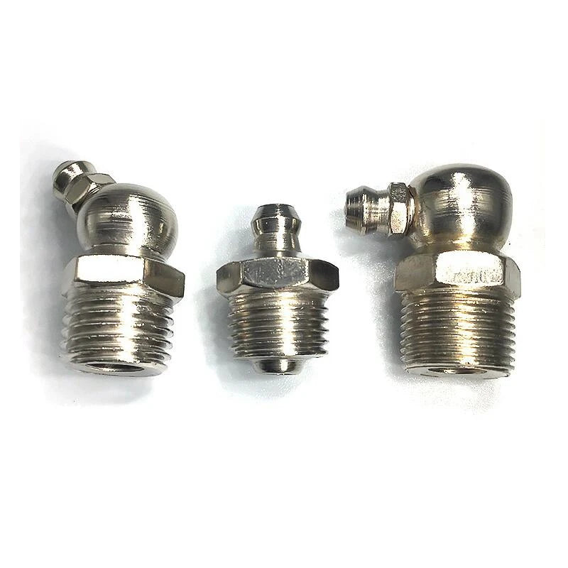 Iron Nickel Plated Grease Nipple Metric Imperial Male Thread Straight Elbow Type Oil Zerk Fitting for Grease Gun