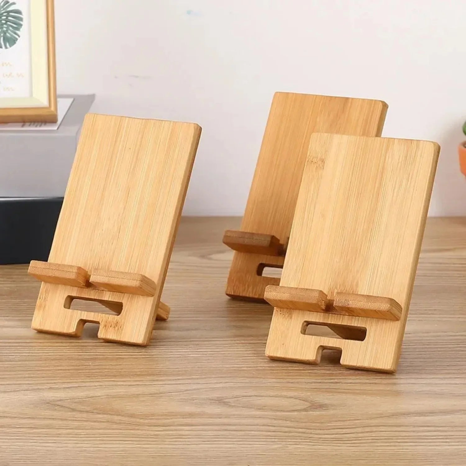 Bamboo Wireless Charging Phone Stand – stand front view