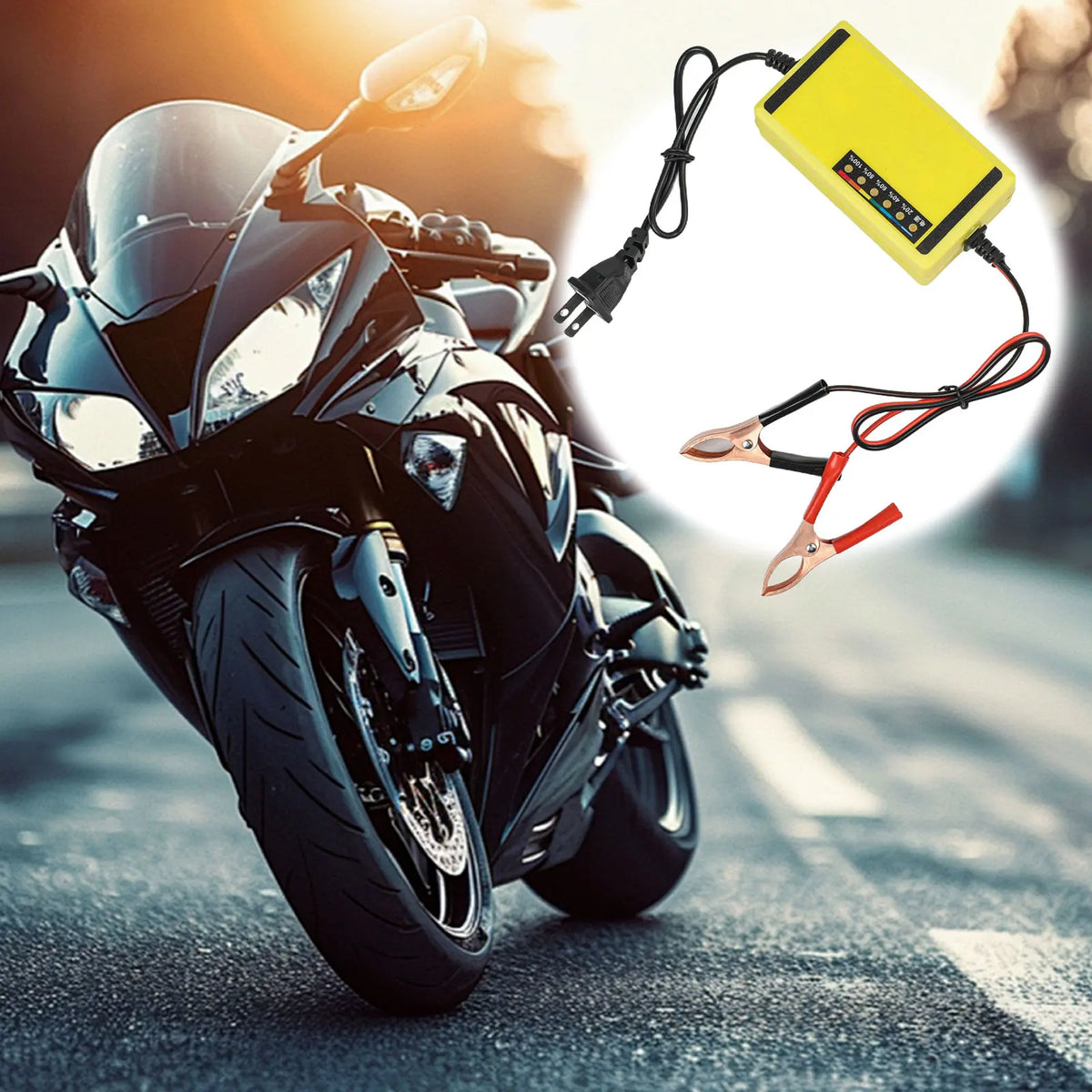 12V Automatic Car Battery Charger – connected to car battery