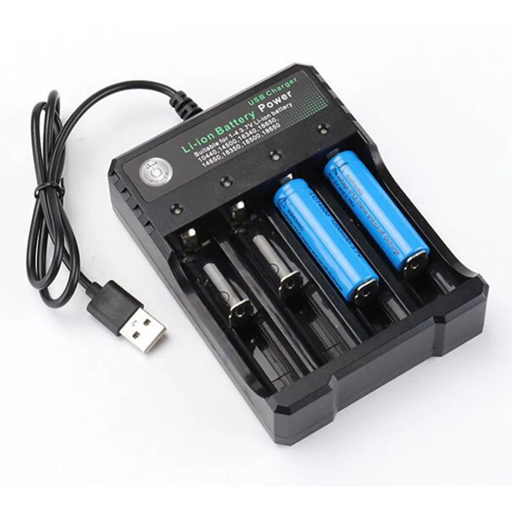 4-Slot 18650 Battery Charger – size in hand
