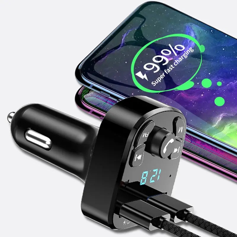 Bluetooth FM Transmitter Car Kit – USB flash drive in use