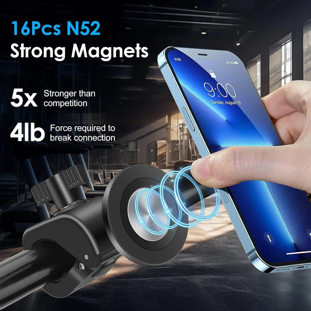 Magnetic Bike Phone Mount – removable base close-up