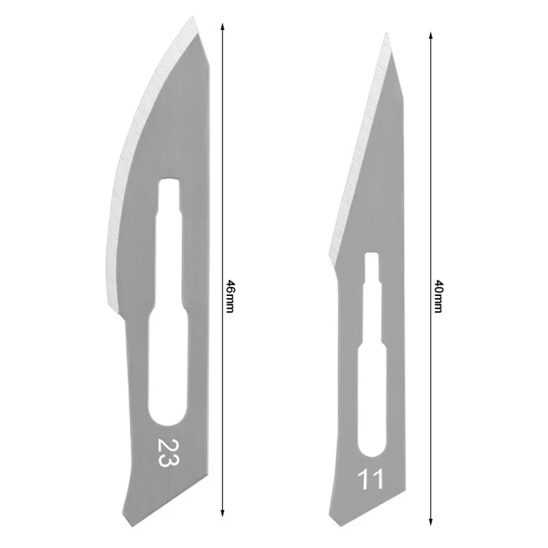 11# 23# Carbon Steel Carving Metal Scalpel Blades Handle Scalpel DIY Cutting Repair Animal Surgical Knife Tool Kits Box Non Slip