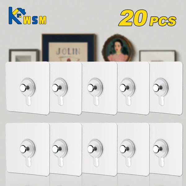 10/20 Pack Strong Adhesive Hooks Picture Frame Poster No Drilling Hooks Waterproof Kitchen Bathroom Accessories Screw Hooks