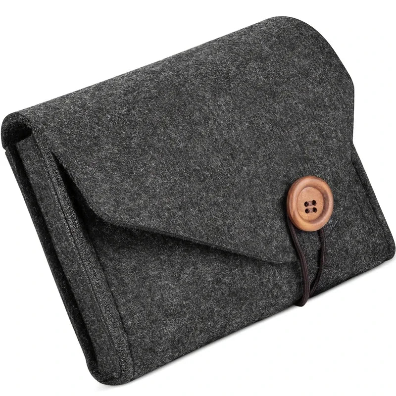 Felt Electronics Travel Organizer – in use on desk