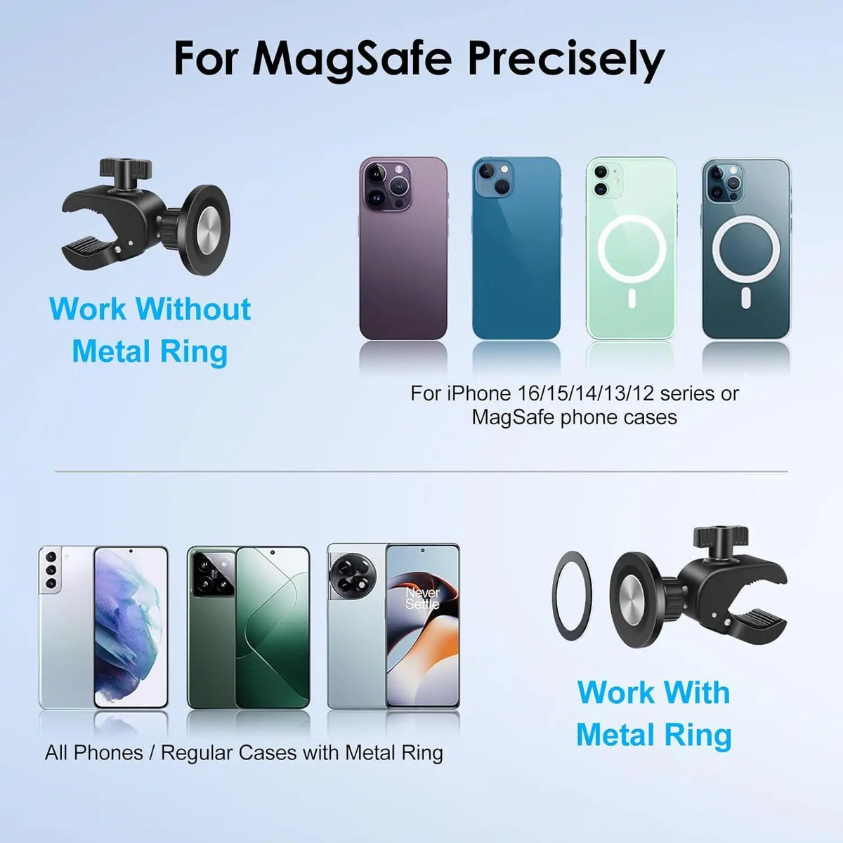 Magnetic Scooter & Bike Phone Mount – secure grip side view