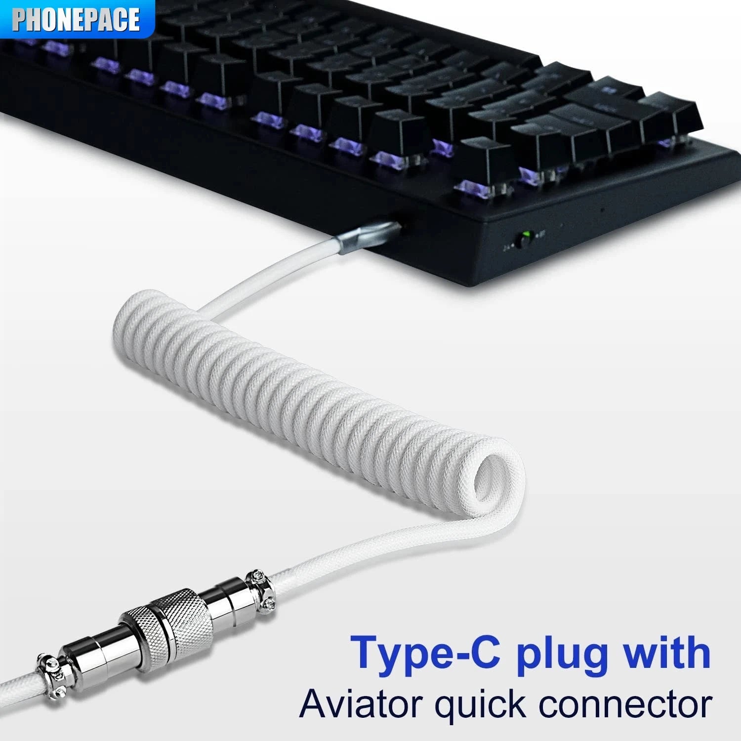 Coiled USB-C Mechanical Keyboard Cable – full coiled cable