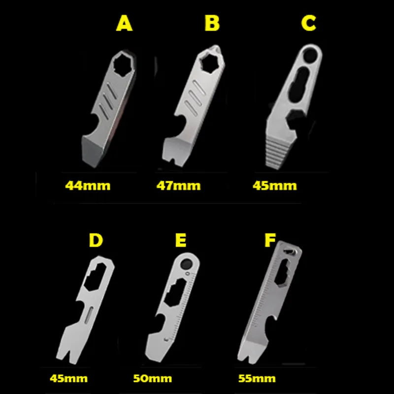 8 IN 1 MINI TC4 Titanium Alloy Crowbar Bottle Opener Graduated scale Hexagon