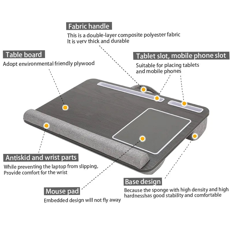 Anti-Slip Laptop Desk with Mouse Pad – anti-slip bar detail