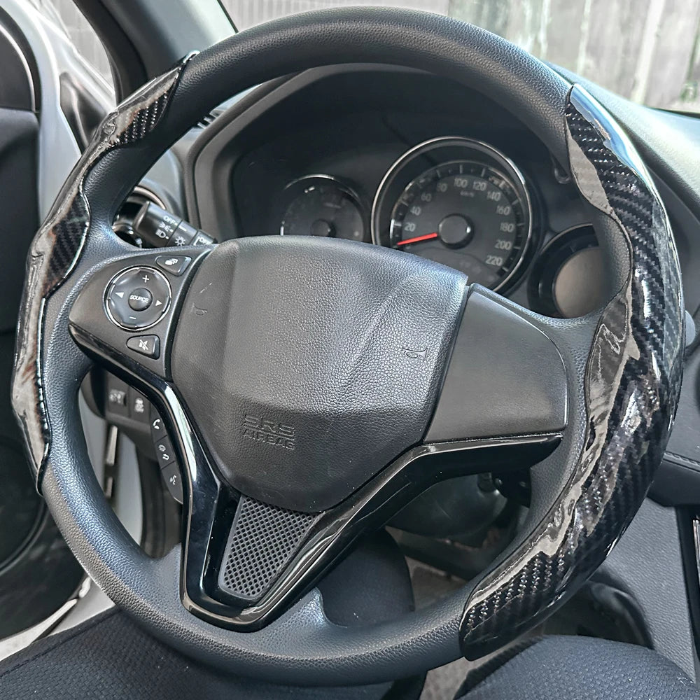 Glossy Carbon Fiber Steering Wheel Cover Set – color options
