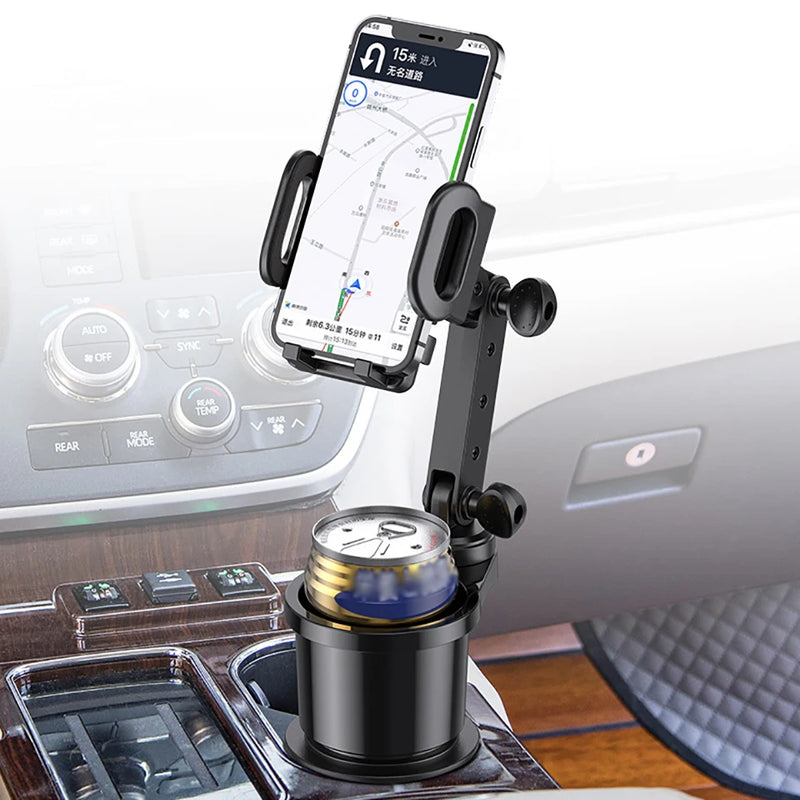 OUTMIX Car Cup Holder Expander with Cell Phone Mount 360 Rotation Cup Holder Expander Smartphone Mount Auto Interior Accessories