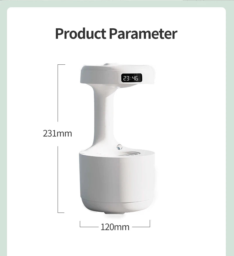 800ML Anti Gravity USB Air Humidifier Ultrasonic Air Purifier Levitating Water Drops Mist Maker Fogger Perfume LED Display Light