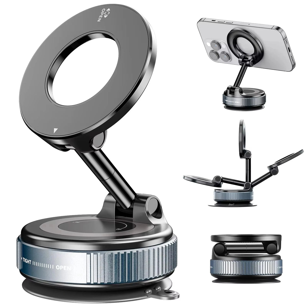 360° Rotating Magnetic Desktop Phone Stand – stand on desk front view