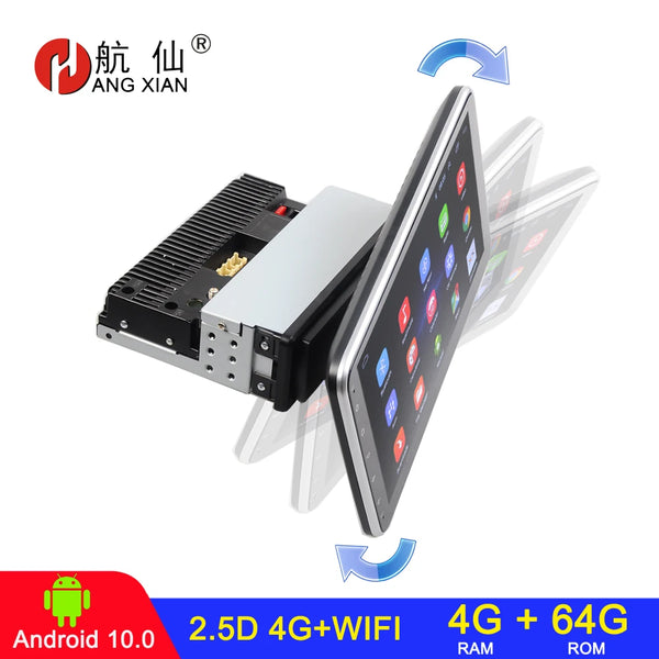 4G+64G Android 10.0 DSP IPS Rotatable 1 din car radio car stereo For 360 Degree universal car audio Video DVD player 4G Wifi