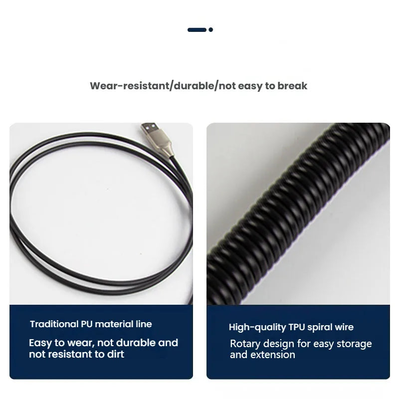 Coiled USB-C Mechanical Keyboard Cable – stretched to full length