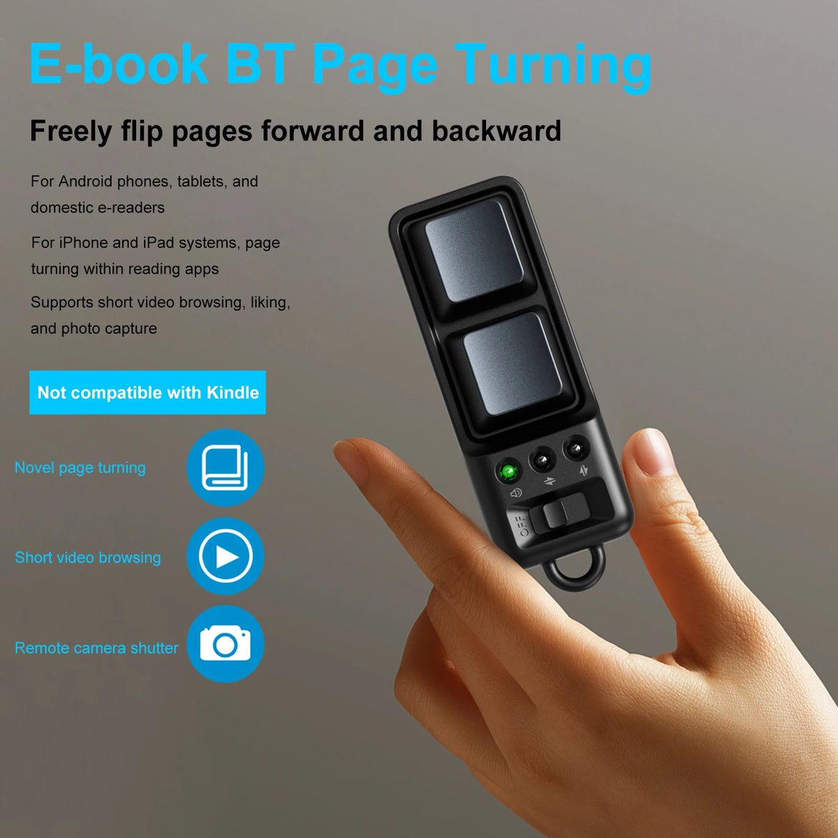 Bluetooth Page Turner Remote – size comparison