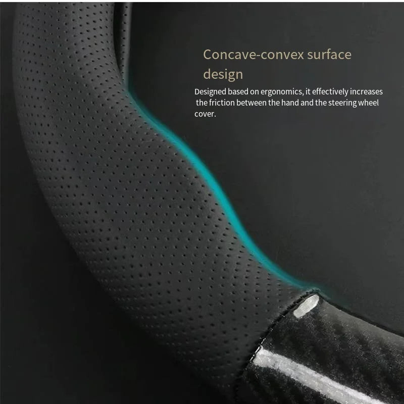Carbon Fiber Steering Wheel Cover – grip detail in hand