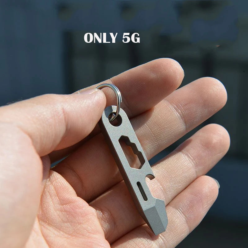 8 IN 1 MINI TC4 Titanium Alloy Crowbar Bottle Opener Graduated scale Hexagon Wrench EDC Outdoor Tools Multifunction Camping Gear