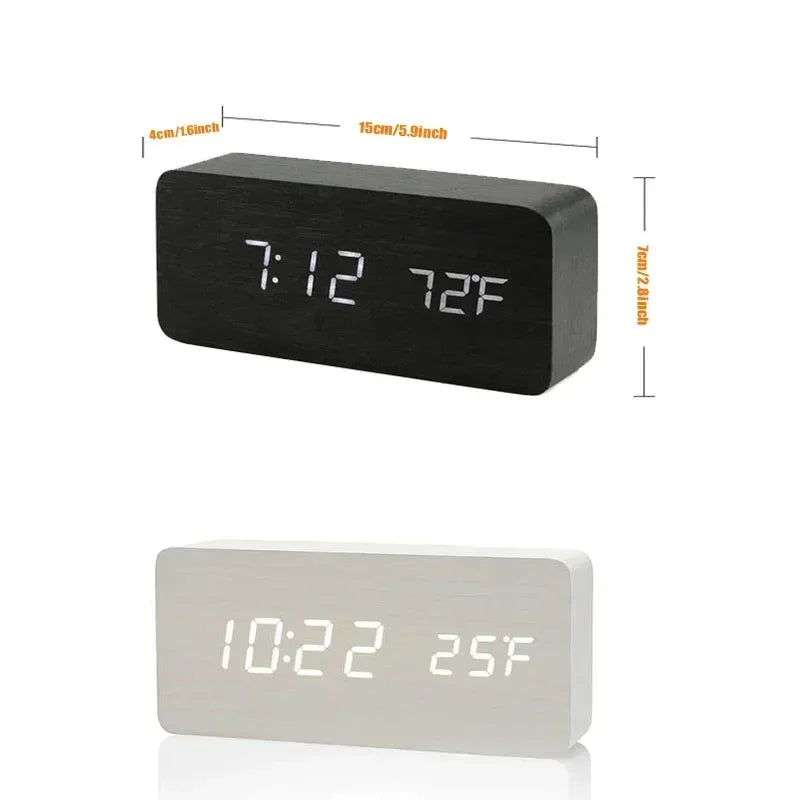 Wooden LED Digital Alarm Clock – size comparison