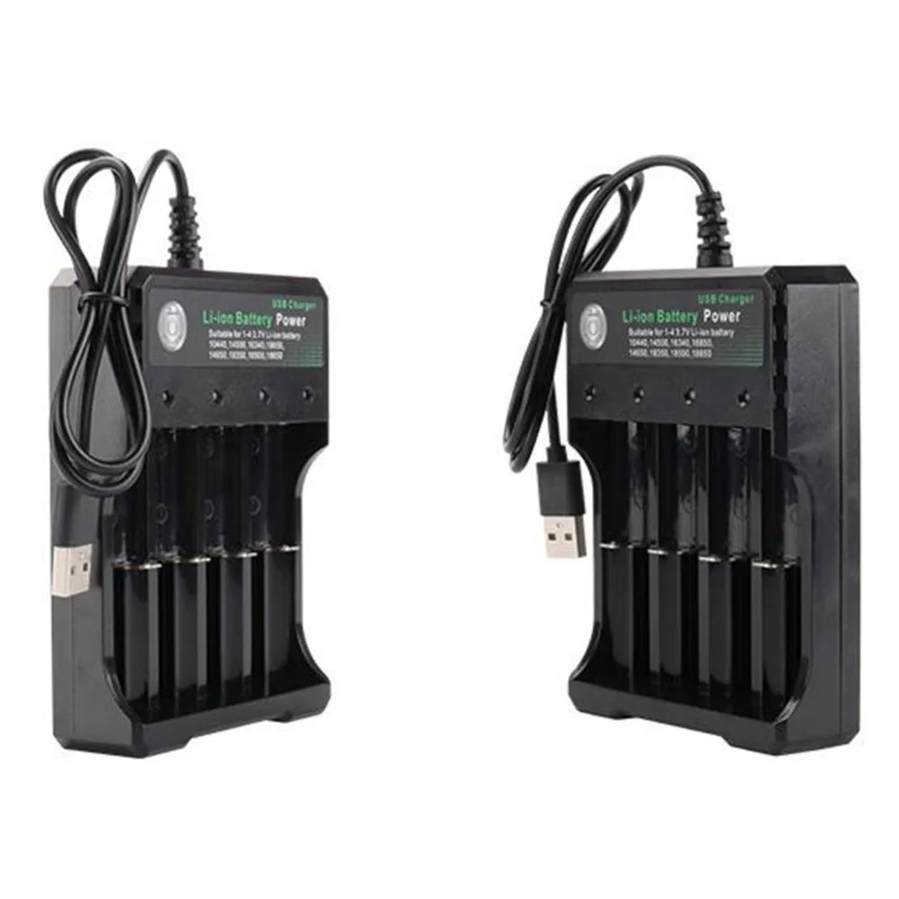 4-Slot 18650 Battery Charger – LED charging indicators