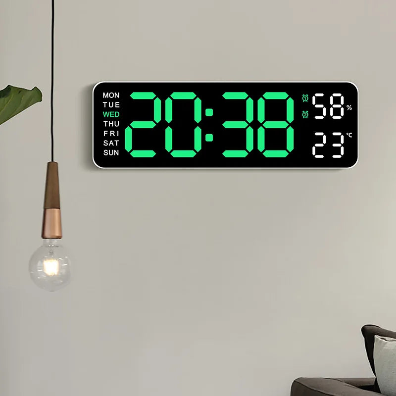 10-Inch LED Alarm Clock with Thermometer – clock front display