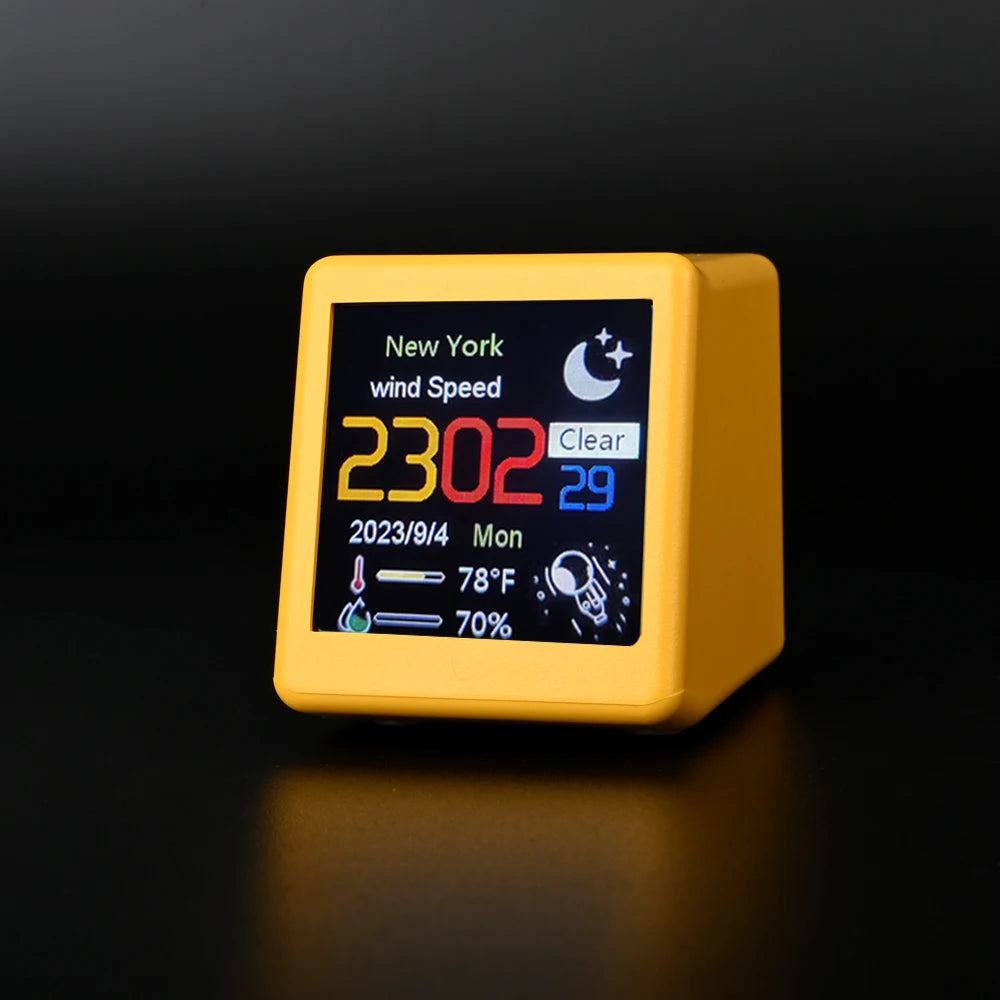 Smart WiFi Weather Station Clock – front display view