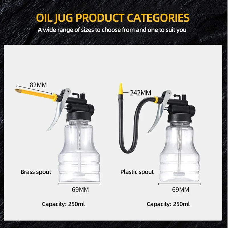 250ml Transparent Oil Oiler For Greasing Can Oiler Lubrication Oil Plastic Machine Pump High Pressure Pump Oiler Grease Gun
