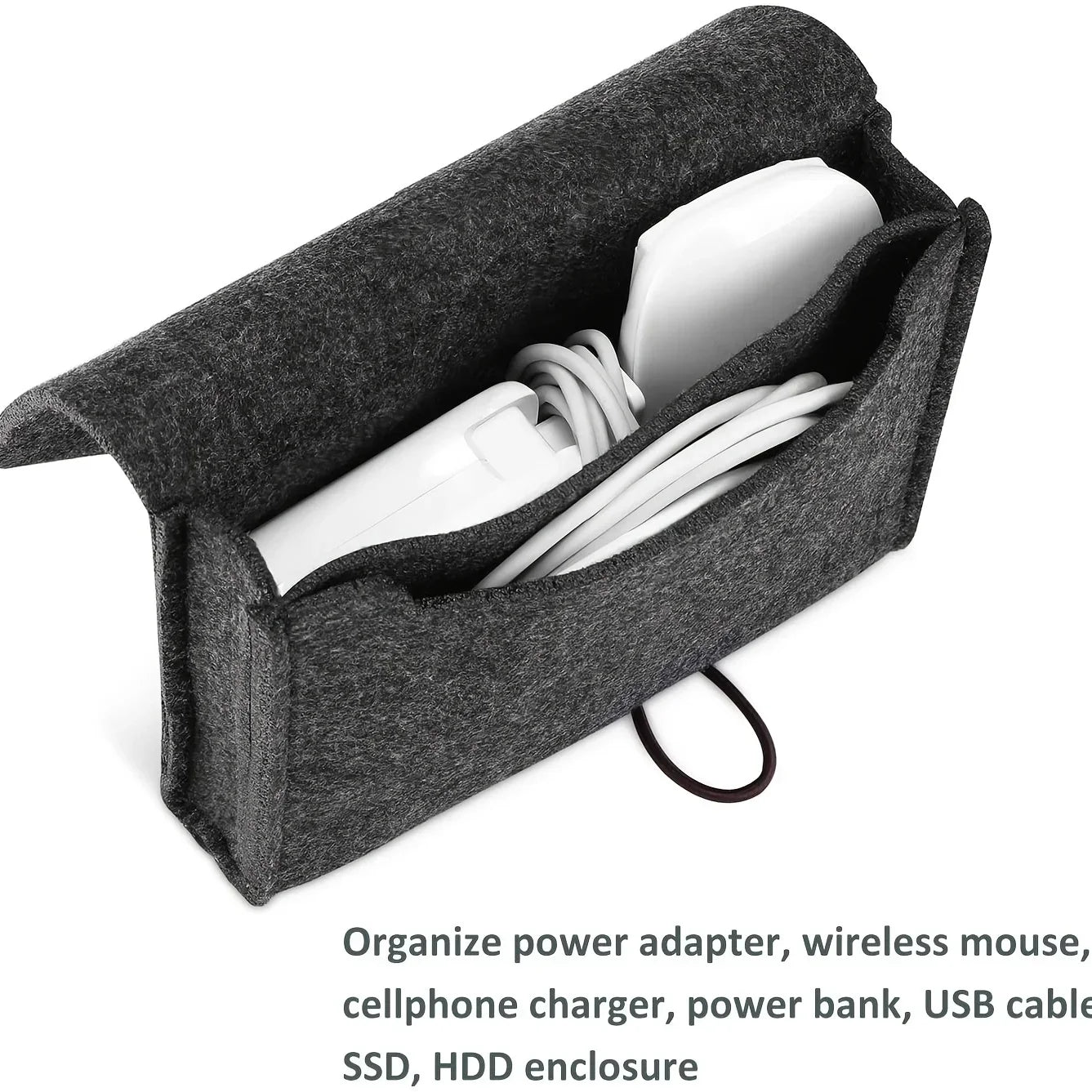 Felt Electronics Travel Organizer – organizer open with cables